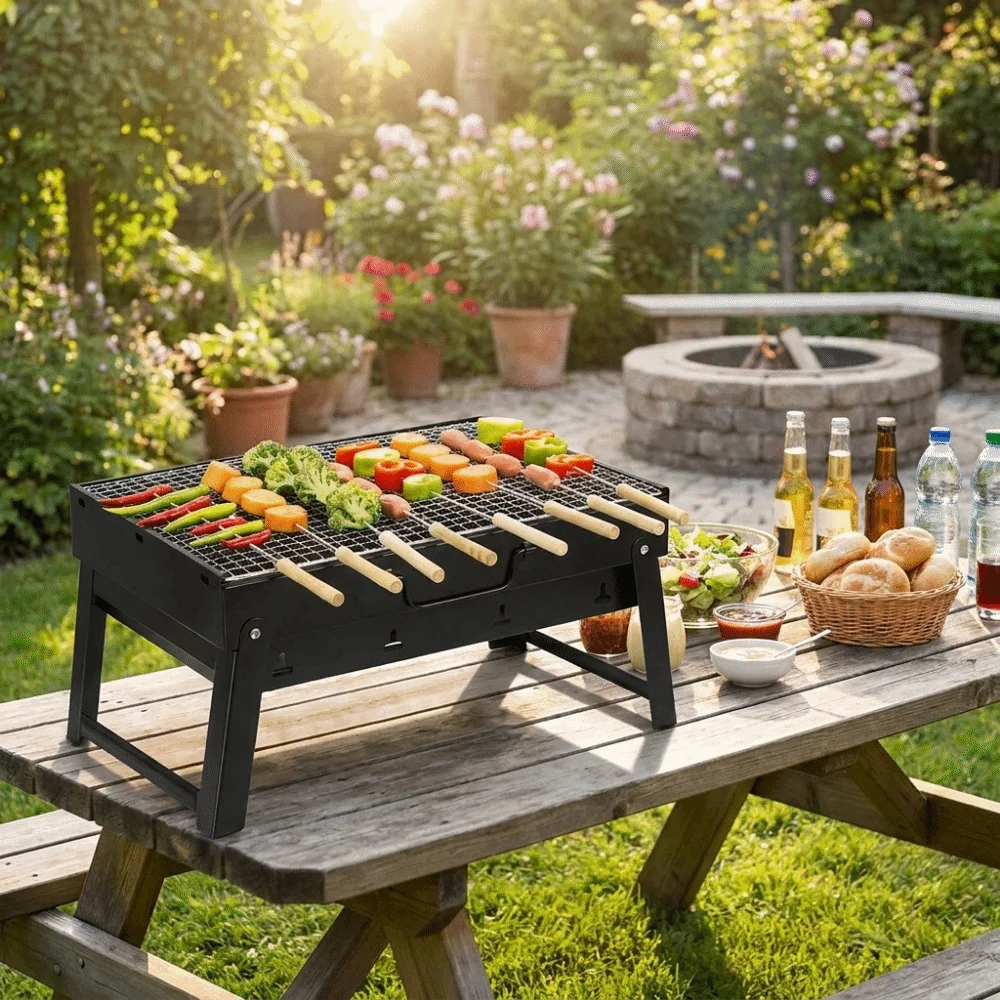 Camping Cooking Easy - Portable Thickened BBQ Stove Space-saving Easy