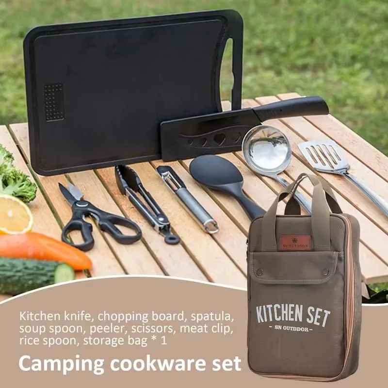 8pcs Camping Kitchen Cookware  - đánh giá và giá Camping Outdoor Cooking Equipment