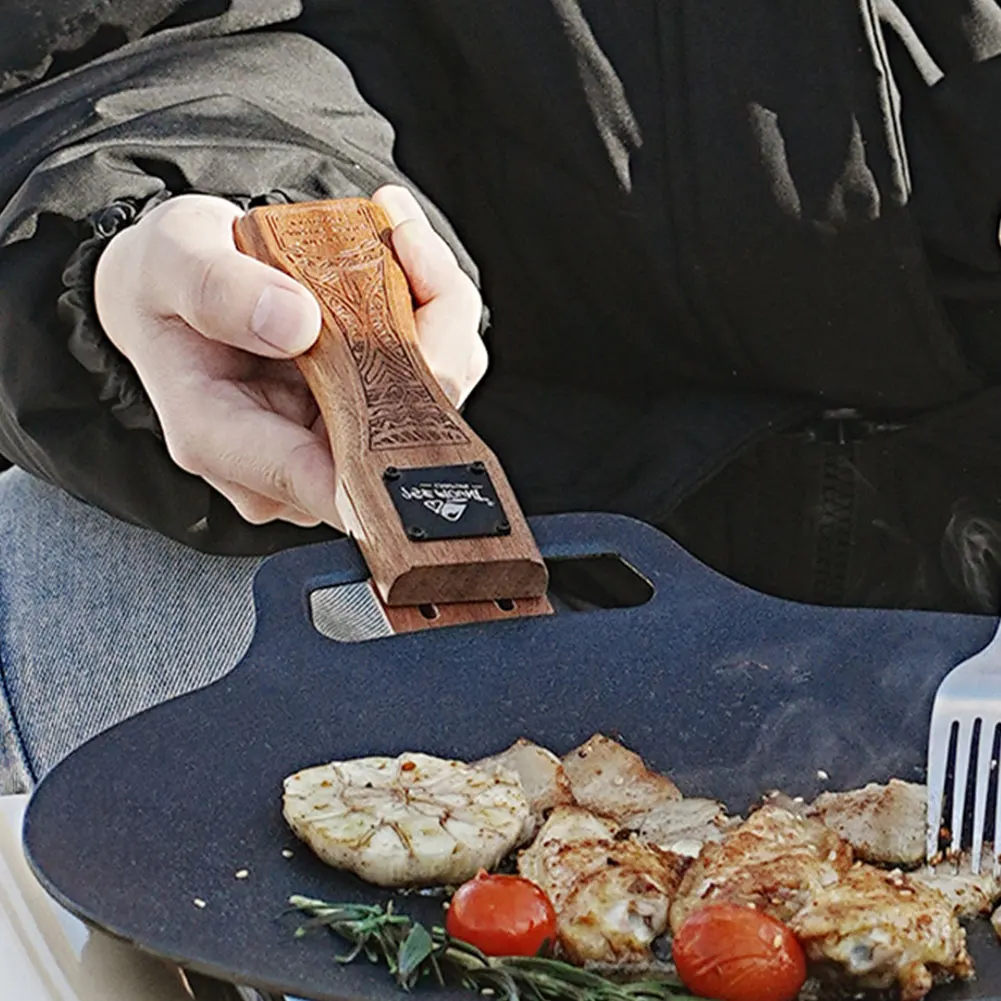 Outdoor Natural Wood Grill Pan - đánh giá và giá Camping Cooking Bowl