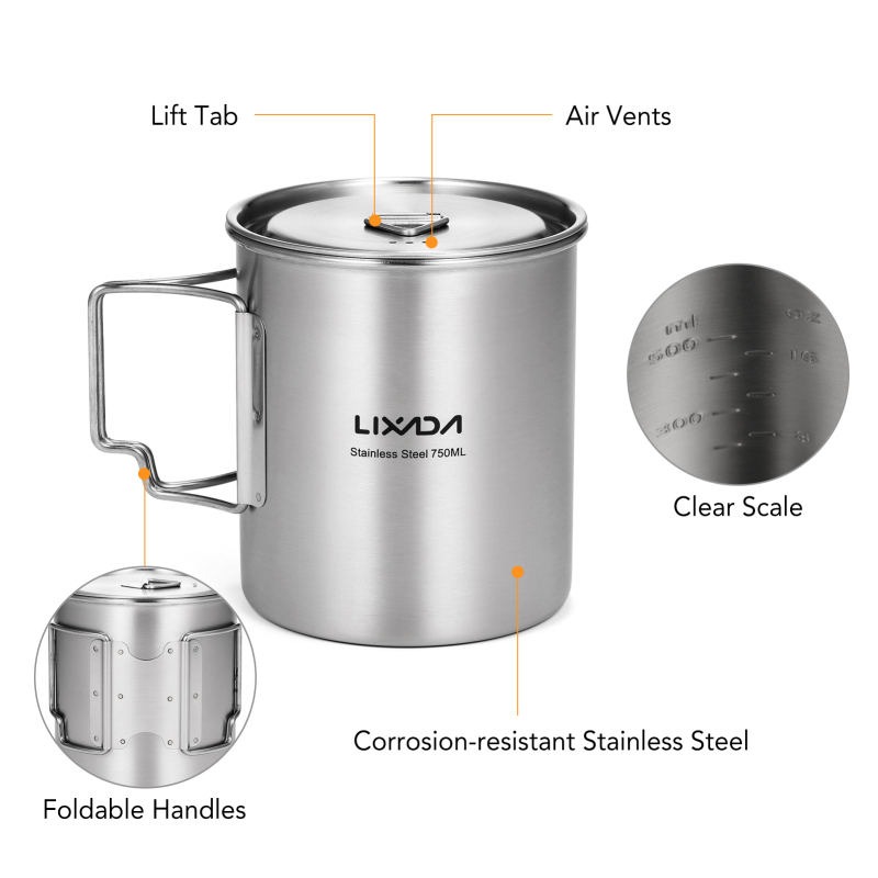 Lixada 750ml Cup Outdoor Stain - đánh giá và giá Camping Cooking Cup