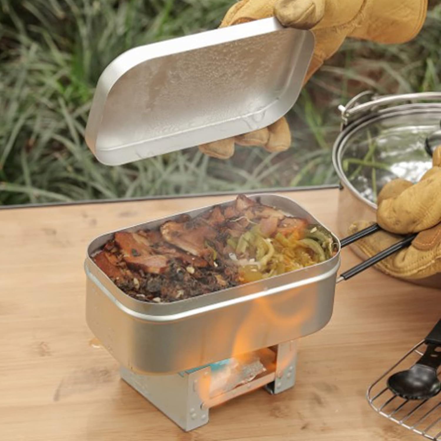 Foldable Bento Box Handle, Lun - đánh giá và giá Camping Outdoor Cooking Equipment